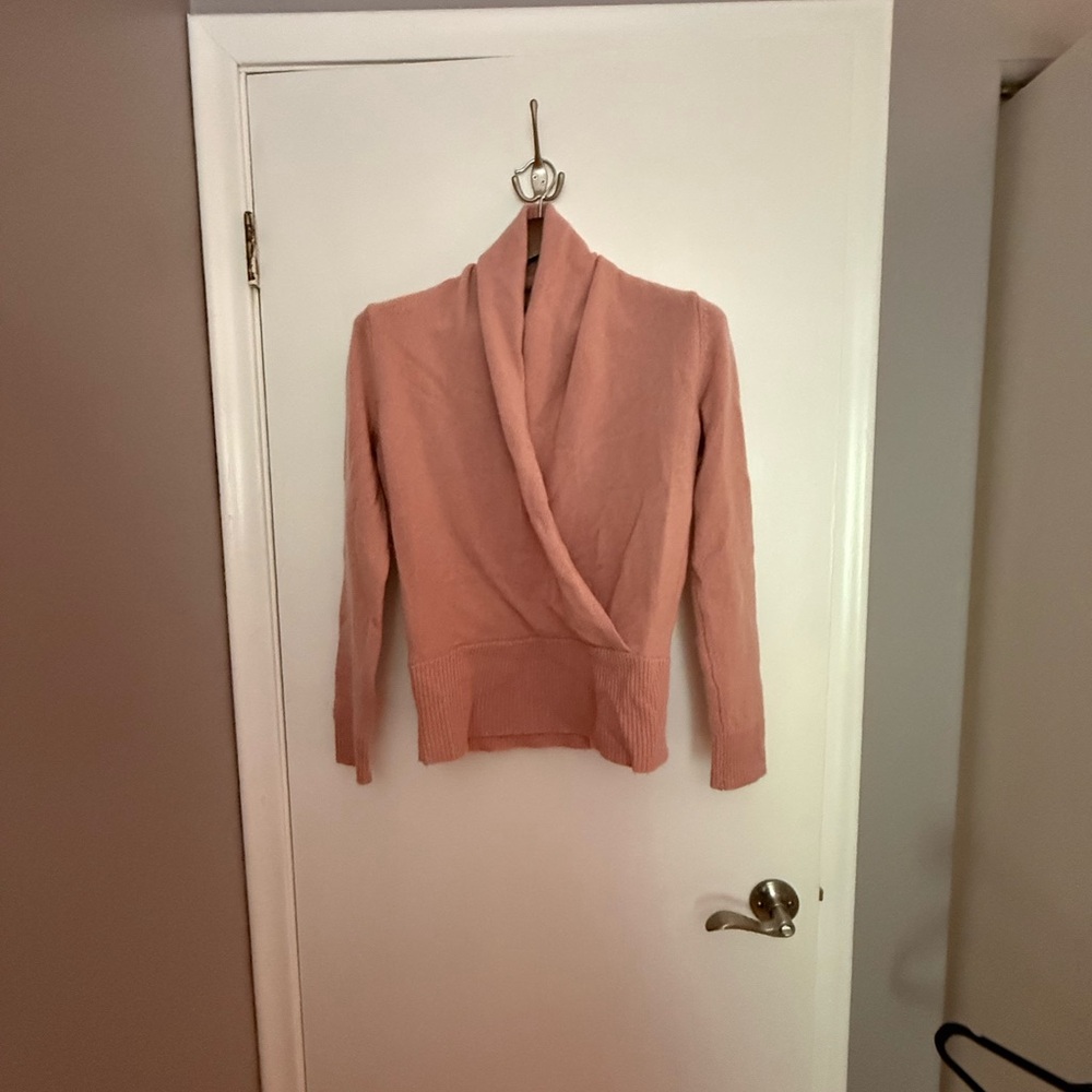 Ann Taylor Blush Pink Cashmere Shawl Colar Sweater